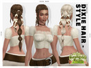 Sims 4 — Countryside Charm Dixie Long Bubble Braid Hairstyle by Leah_Lillith — All LODs, Smooth bones, Custom CAS