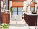 Sims 4 — Fern Bathroom by BlusterSims — A cozy country-style bathroom blending rustic charm, warm wood, soft gingham, and