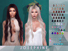 Sims 4 — Josephine Hairstyle by Anto — long middle parted wavy hair