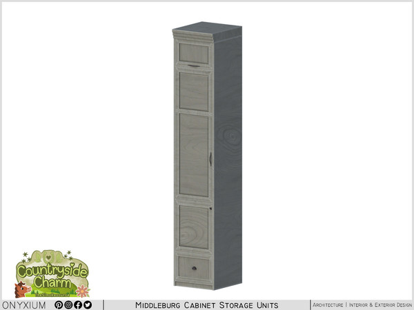Sims 4 — Middleburg Narrow Cabinet With A Drawer And Two Doors by Onyxium — Onyxium@TSR Design Workshop Cabinet