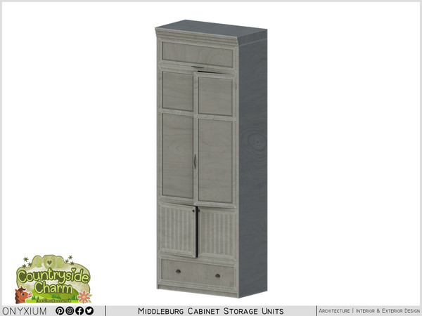 Sims 4 — Middleburg Wide Cabinet With A Drawer And Four Doors Semi Open by Onyxium — Onyxium@TSR Design Workshop Cabinet