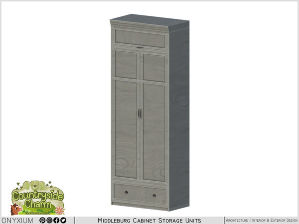 Sims 4 — Middleburg Wide Cabinet With A Drawer And Tall Two Doors by Onyxium — Onyxium@TSR Design Workshop Cabinet