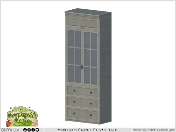 Sims 4 — Middleburg Wide Cabinet With Three Drawers And Three Shelf Showcase by Onyxium — Onyxium@TSR Design Workshop