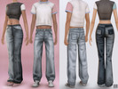 Sims 4 — SET - Color Block Collection by cosimetic — This mini collection features two crop tops with pastel