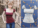 Sims 4 — Floral peplum blouse by MysteriousOo — A feminine blouse with a square neckline and softly puffed sleeves. The