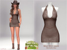 Sims 4 — Layla - Wild West Leather Mini Dress by Layla — Fitted halter mini dress with a deep V-plunge neckline For Teen