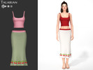 Sims 4 — Adley Outfit With Cropped Top And Cherry Skirt by talarian — Two-piece outfit with a cropped strappy top and