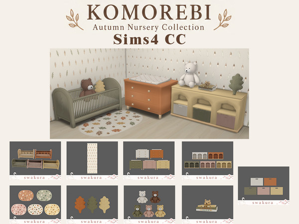 Sims 4 — KOMOREBI Nursery Set by Swakura — KOMOREBI Baby Crib