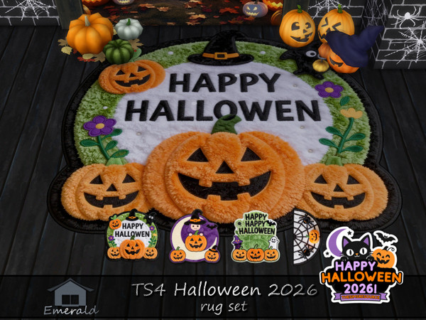 Sims 4 — TS4 Halloween 2026 Rugs by Emerald — Even the tiniest pumpkin can light up the night. Happy Halloween!
