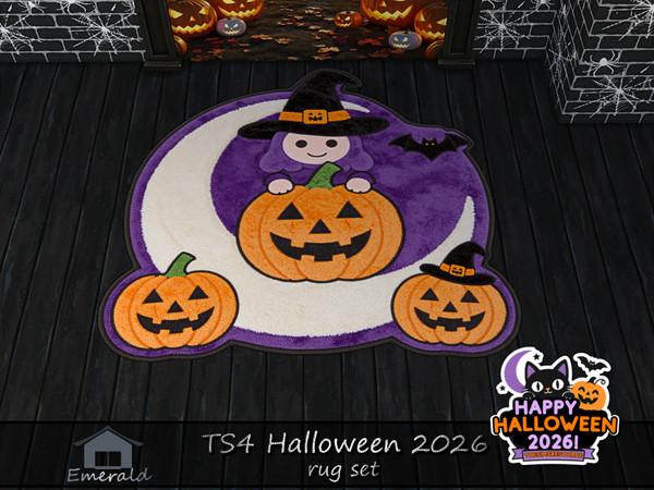 Sims 4 — TS4Halloween2026Rug1 by Emerald — Even the tiniest pumpkin can light up the night. Happy Halloween!