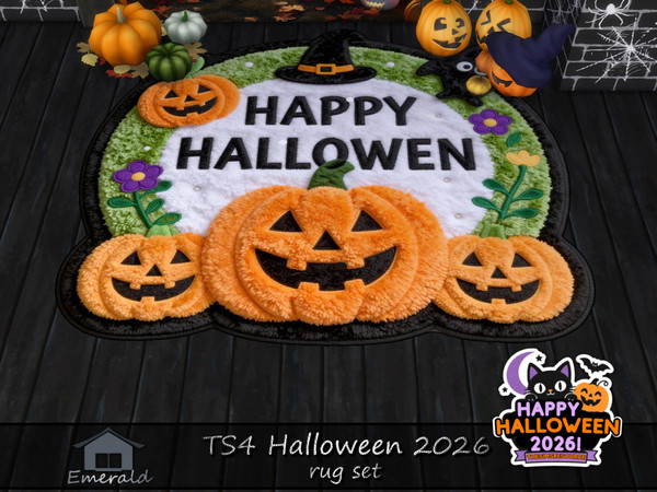 Sims 4 — TS4Halloween2026Rug2 by Emerald — Even the tiniest pumpkin can light up the night. Happy Halloween!