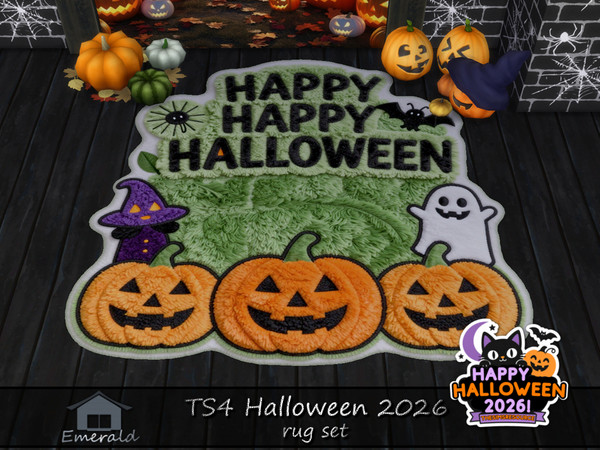 Sims 4 — TS4Halloween2026Rug3 by Emerald — Even the tiniest pumpkin can light up the night. Happy Halloween!