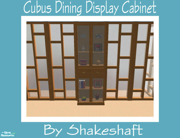 Sims 2 — Cubus Dining Display Cabinet by Shakeshaft — Part of a Modern Dining Room Set, all new meshes in a lightwood