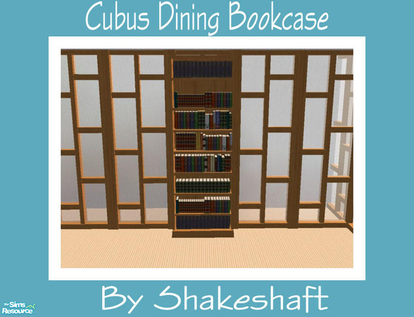 Sims 2 — Cubus Dining Bookcase by Shakeshaft — Part of a Modern Dining Room Set, all new meshes in a lightwood finish,