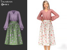 Sims 4 — Ellianna Outfit With V-Neck Sweater And Floral Midi Skirt by talarian — Cozy outfit with a soft V-neck sweater