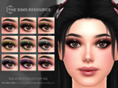 Sims 4 — Melanie Eyeshadow HQ by Caroll912 — A 9-swatch dark, glossy eyeshadow in the shades of black and dark rainbow.