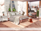 Sims 4 — Astrid Bedroom by BlusterSims — Astrid Bedroom is a bright, cozy space filled with soft colors, warm wood, and