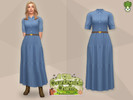 Sims 4 — Western Style Belted Tiered Maxi Dress by kapakijo — Western style tiered maxi dress with belt accessories