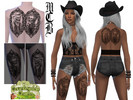 Sims 4 — Wild West Skeleton Couple In The Frame Upper Back Tattoo by MaruChanBe2 — Wild west inspired tattoos for your
