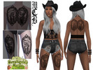 Sims 4 — Wild West Skeleton Cowboy Thigh Tattoo Left Leg by MaruChanBe2 — Wild west inspired tattoos for your cuties.