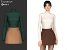 Sims 4 — Kelsey Outfit With Turtleneck Top And Mini Skirt by talarian — Two-piece outfit with fitted turtleneck top and