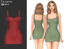 Sims 4 — Nia Dress With Sweetheart Neckline And Ribbed Texture by talarian — Fitted mini dress with wide shoulder straps,