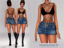 Sims 4 — Layla - Downtown Denim Set by Layla — Top: Sheer mesh top layered over a fitted bralette