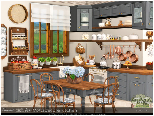 Sims 4 — Cottagecore kitchen by Severinka_ — A furniture and decor set for the kitchen.
