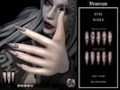 Sims 4 — Evil Nails by Venerian by Venerian — Each nail has a different design; 5 swatches of color variants Teen to