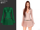 Sims 4 — Lakelynn Dress With Pleated Skirt And Belt by talarian — Dress with a deep V neckline, shaped waist, long flared