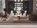 Sims 4 — Horizon Study by BlusterSims — The Horizon Study is a refined, contemporary workspace combining rich dark wood,