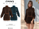 Sims 4 — Leopard Plush Turtleneck Sweater and Mini Skirt by Daph's — A cozy two-piece outfit for The Sims 4 featuring a