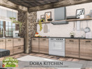 Sims 4 — Countryside Charm - Dora Kitchen by Rirann — Dora is a cozy country kitchen in brown, white and beige colors