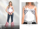 Sims 4 — BELTED BOW TOPCOAT by ZNsims — Bows, tank top, leopard print, blouse, color contrast