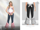 Sims 4 — LEOPARD PRINT TROUSERS by ZNsims — Leopard print, trousers, bow tie, jeans, casual