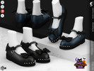 Sims 4 — Shoes KP2C- Female by KaTPurpura — Closed-toe leather shoes featuring dark, slightly Halloween-inspired details