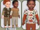 Sims 4 — Infants Fall Foliage Tops and Pants and Socks by Pelineldis — Kids fashion clothing: five tops, pants and socks