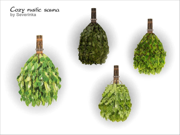 Sims 4 — [Rustic Sauna] - Bath broom by Severinka_ — Bath broom leaves in a rustic style 4 colors
