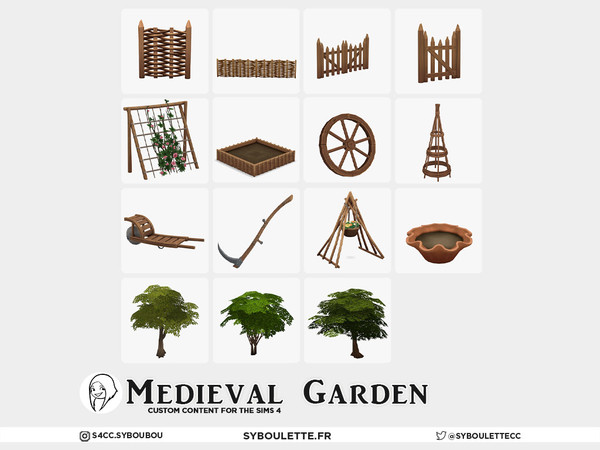 Sims 4 — Medieval Garden - Woven Wattle Fence medium by Syboubou — Medieval Garden brings a little rural charm to your