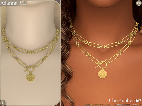 Sims 4 — Adanna Necklace V1 - Layered Coin Pendant Chain Necklaces by christopher0672 — This is a refined set of layered