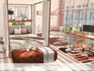 Sims 4 — Kimmy Bedroom by BlusterSims — The Kimmy Bedroom is a cozy boho-inspired space with warm earthy tones, natural