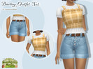 Sims 4 — Bailey Outfit Set by Lewbertsn00tles — A set including a blouse and a pair of jean shorts. Maxis Match