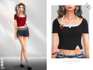 Sims 4 — SLING SHORT SLEEVE by ZNsims — Polka dots, strappy, short-sleeved, cherry, straps