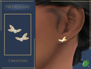 Sims 4 — Laurel Pearl Earrings by Pitted0live — Stud earrings with pearls and leafs Custom catalog image