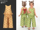 Sims 4 — Noelle Outfit With Cherry Print And Back Bow by talarian — Two-piece outfit with sleeveless ruffle-hem top,