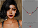 Sims 4 — Gold Vampire Lips Necklace by Glitterberryfly — Gold Red Vampire Lips Necklace