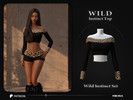 Sims 4 — Wild Instinct Set by MioraTR — A bold two-piece outfit featuring a black off-shoulder crop top and matching