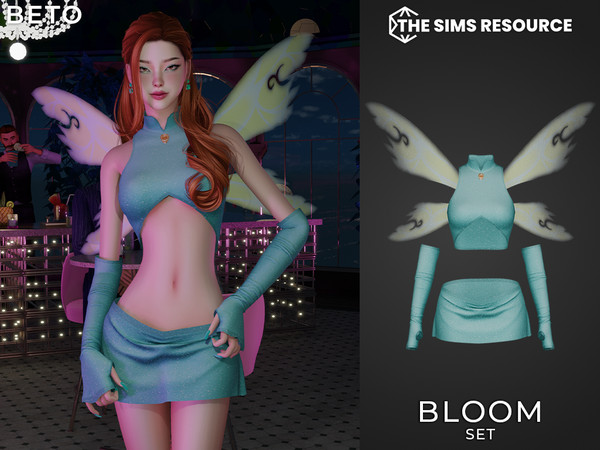Sims 4 — By Beto - Bloom (Top) by Beto_ae0 — Outfit inspired by an iconic TV fairy, enjoy! IMPORTANT