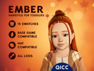 Sims 4 — Ember Hair by qicc — Straight shoulder-length half up half down hair with a top knot and face-framing strands. -