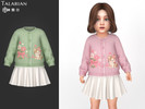 Sims 4 — Journee Outfit With Cat Cardigan And Flared Skirt by talarian — Cozy outfit with buttoned knit cardigan,